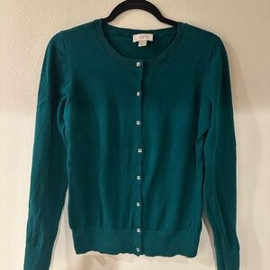 LOFT Jewel Button Teal Cardigan